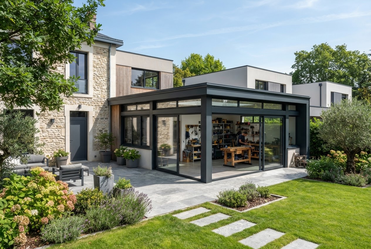 Extension d'atelier réalisée à Bordeaux Caudéran